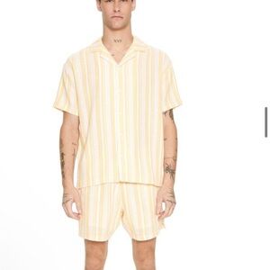 Men's Striped Shorts Set - Yellow Stripe